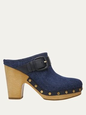 New Veronica Beard Dacey Denim Clog Blue Sz 8